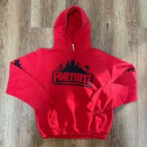 Fortnite Red Hoodie Gaming Sweatshirt Adult Size M / Youth XL Big Spell Out